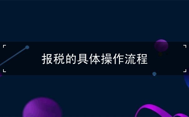 報稅的具體操作流程