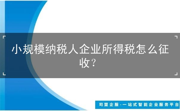 小規(guī)模納稅人企業(yè)所得稅怎么征收